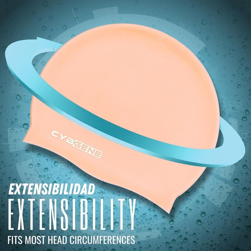CybGene Silicone Swim Cap, Unisex Swimming Cap for Women and Men, Comfortable Bathing Cap Ideal for Short Medium Long Hair - Image 5